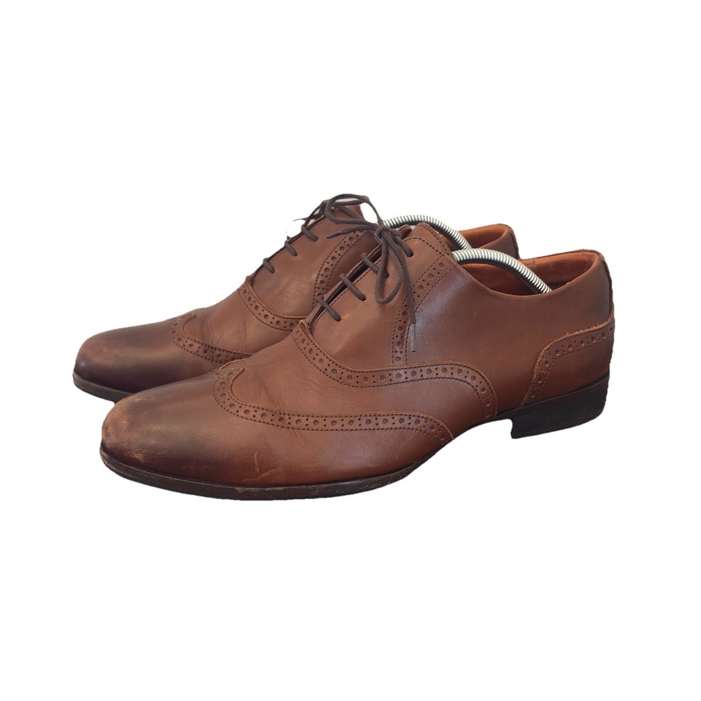 Wolf & Shepherd Wingtip Oxford Leather Dress Shoes Maple Brown Mens Size 12 Work